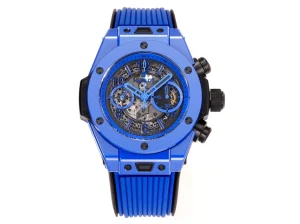 V6 Factory Hublot Big Bang Unico Blue Ceramic Chronograph Watch – 45mm Rubber Strap, Super Clone Edition