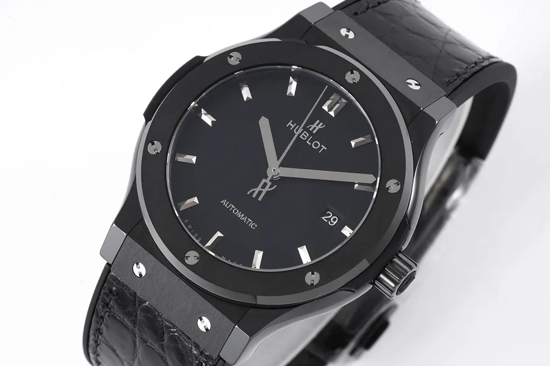 V6 Factory Hublot Classic Fusion Black Ceramic Watch with Alligator Strap – 42mm, Automatic Movement, Super Clone Quality - 图片 7