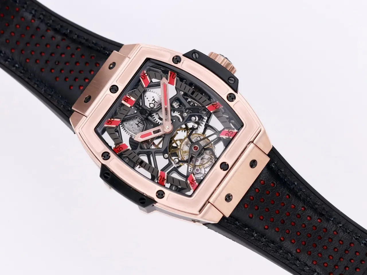 V6 Factory Hublot Masterpiece 906 Rose Gold/Platinum Plated Tourbillon Watch with Black Leather Strap – Super Clone Excellence - 图片 7
