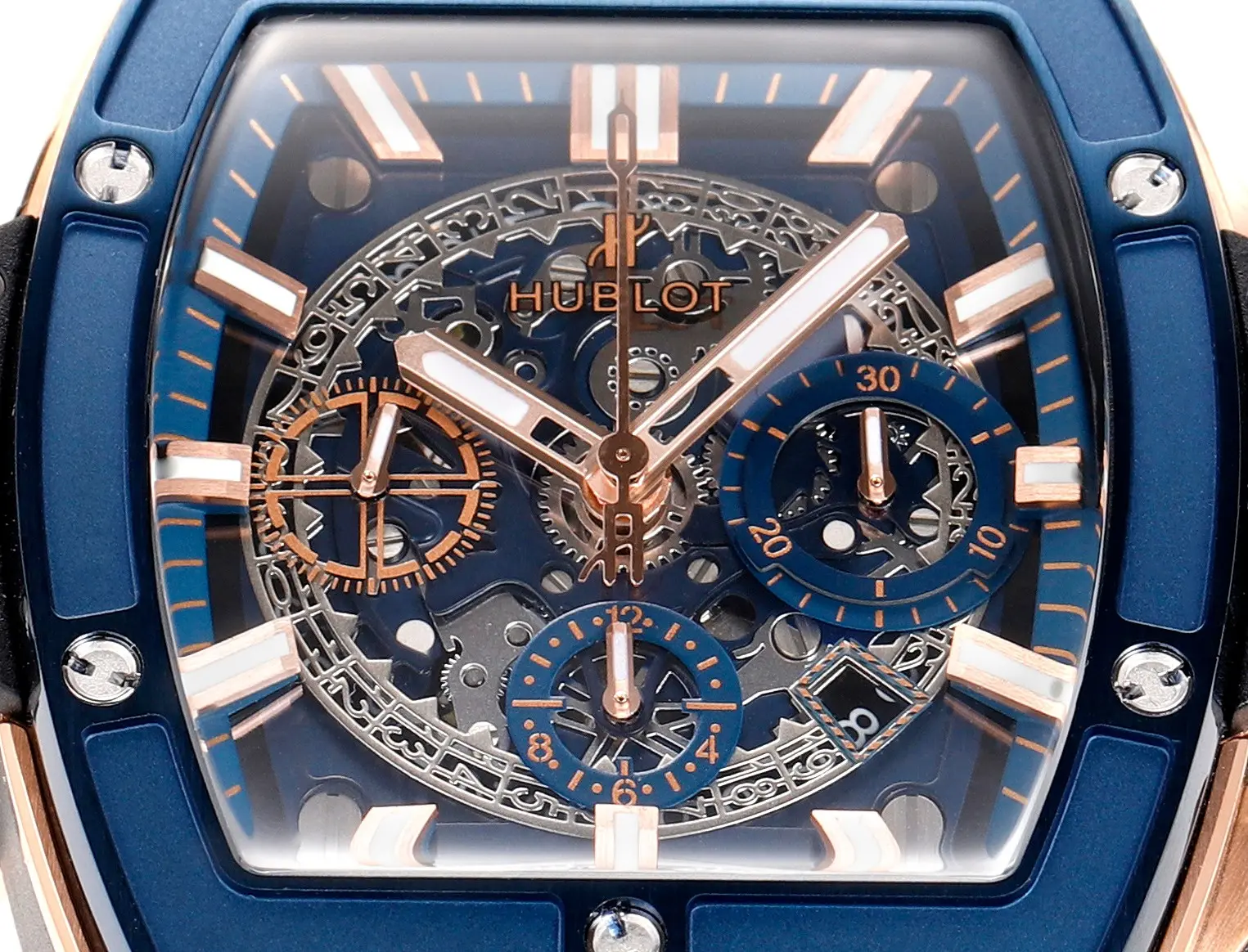 V6 Factory HUBLOT Spirit of Big Bang King Gold Blue Skeleton Dial Limited Edition Watch with Rubber Strap – Super Clone Excellence - 图片 5
