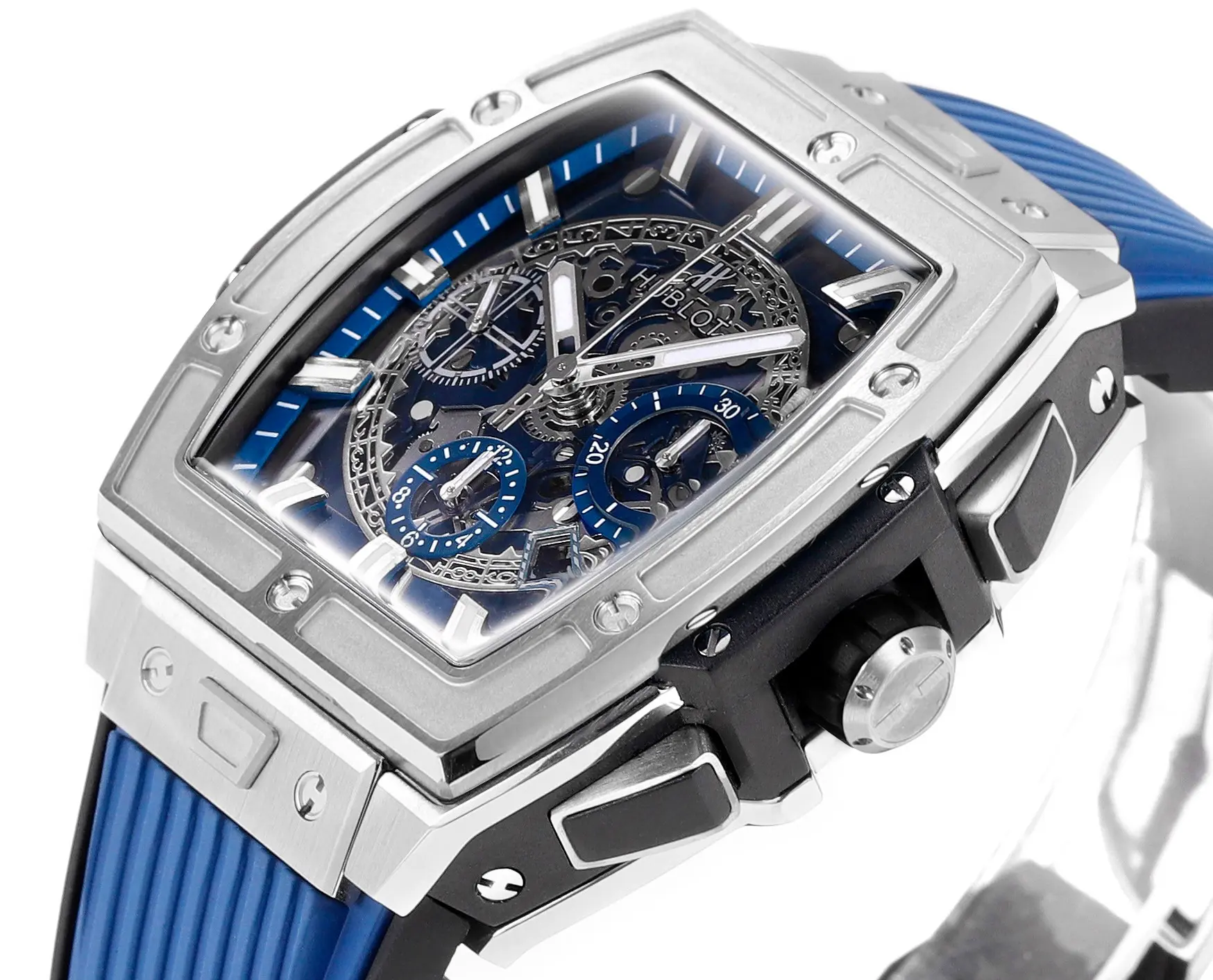V6 Factory HUBLOT Spirit of Big Bang Limited Edition Watch – Titanium & Resin, Blue Rubber Strap, Racing Inspired Design, Best Replica Watch - 图片 4
