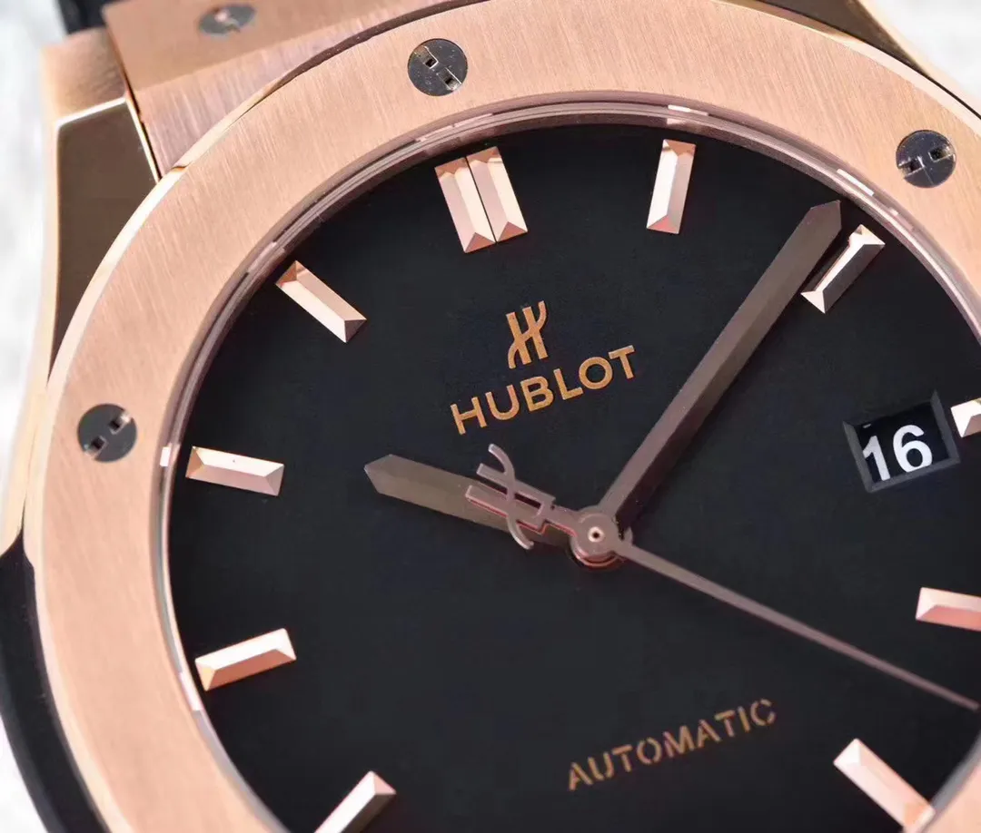 V6 Factory Hublot Classic Fusion Super Clone Watch – Rose Gold with Black Dial - 图片 3