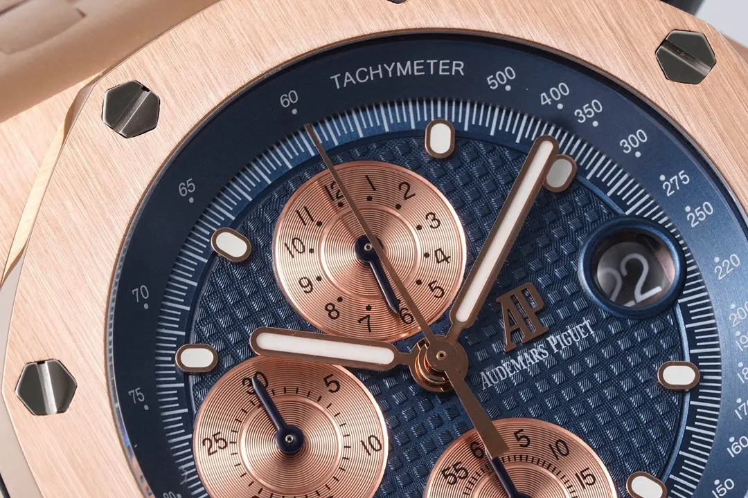 V9 Factory Audemars Piguet Royal Oak Offshore Rose Gold Blue Dial Chronograph – Super Clone Edition - 图片 4