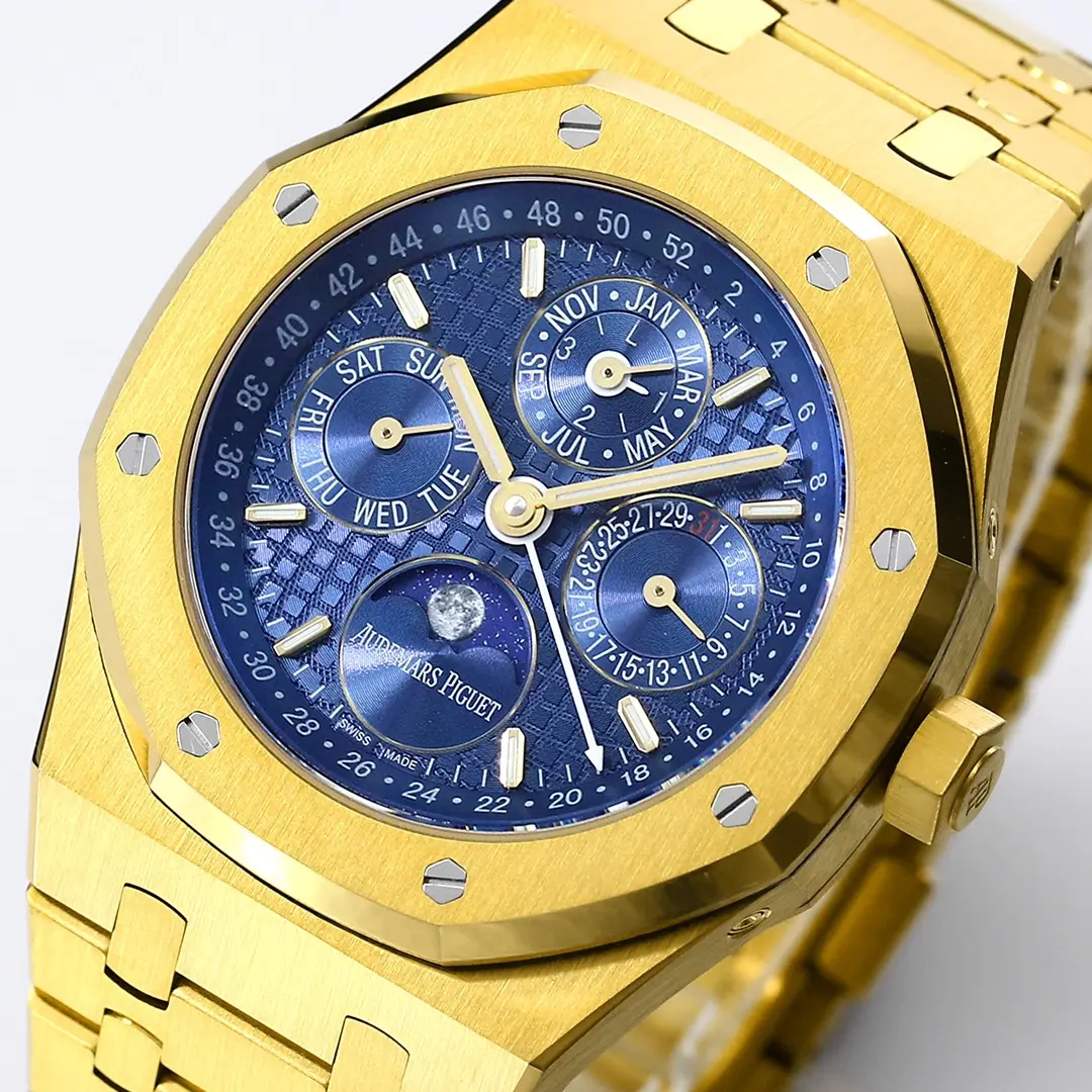 V9 Factory Audemars Piguet Royal Oak Perpetual Calendar Blue Dial Yellow Gold Super Clone Luxury Watch - 图片 3
