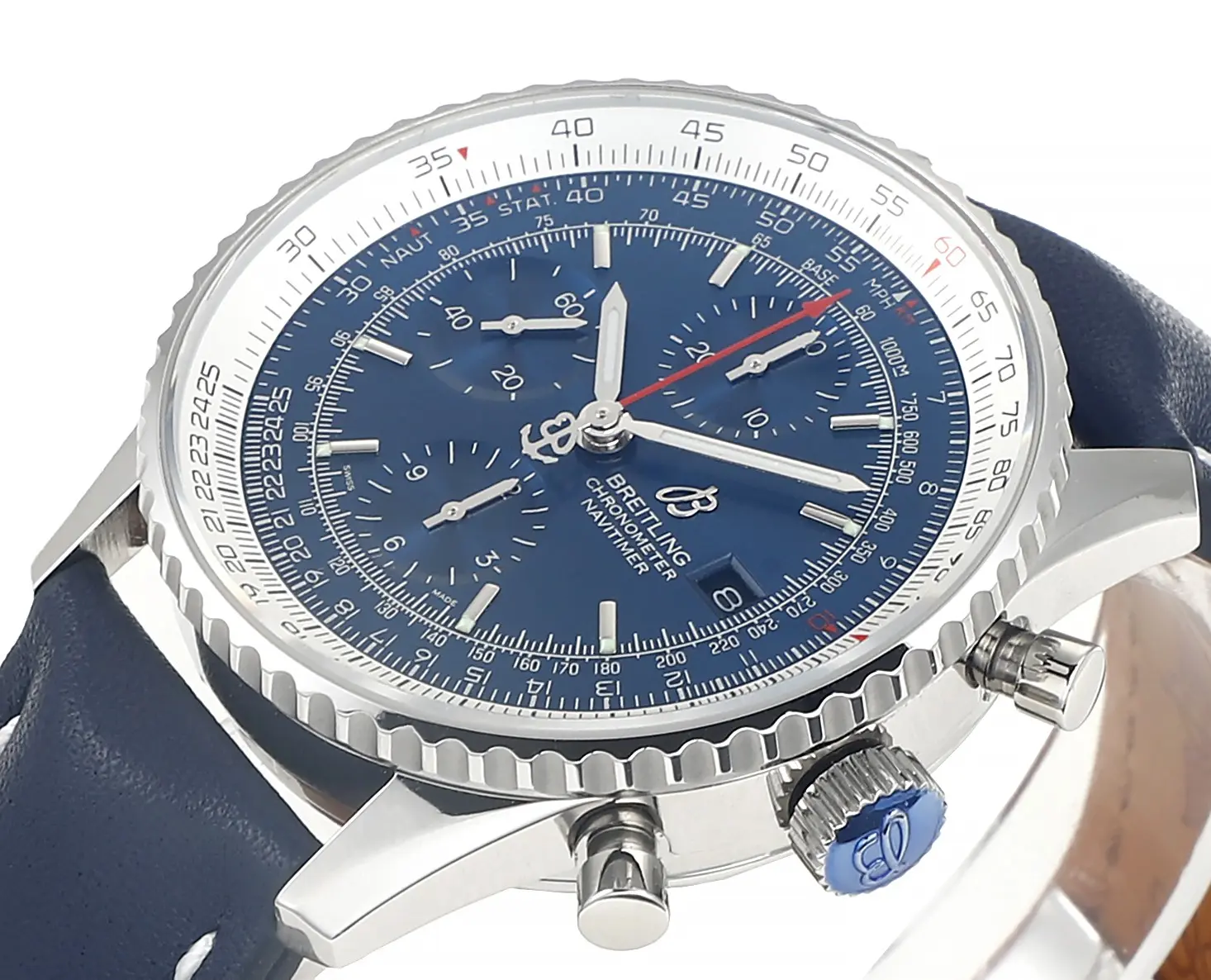 V9 Factory BLS Navitimer Chronograph Blue Leather Super Clone Breitling Replica Watch - 图片 4