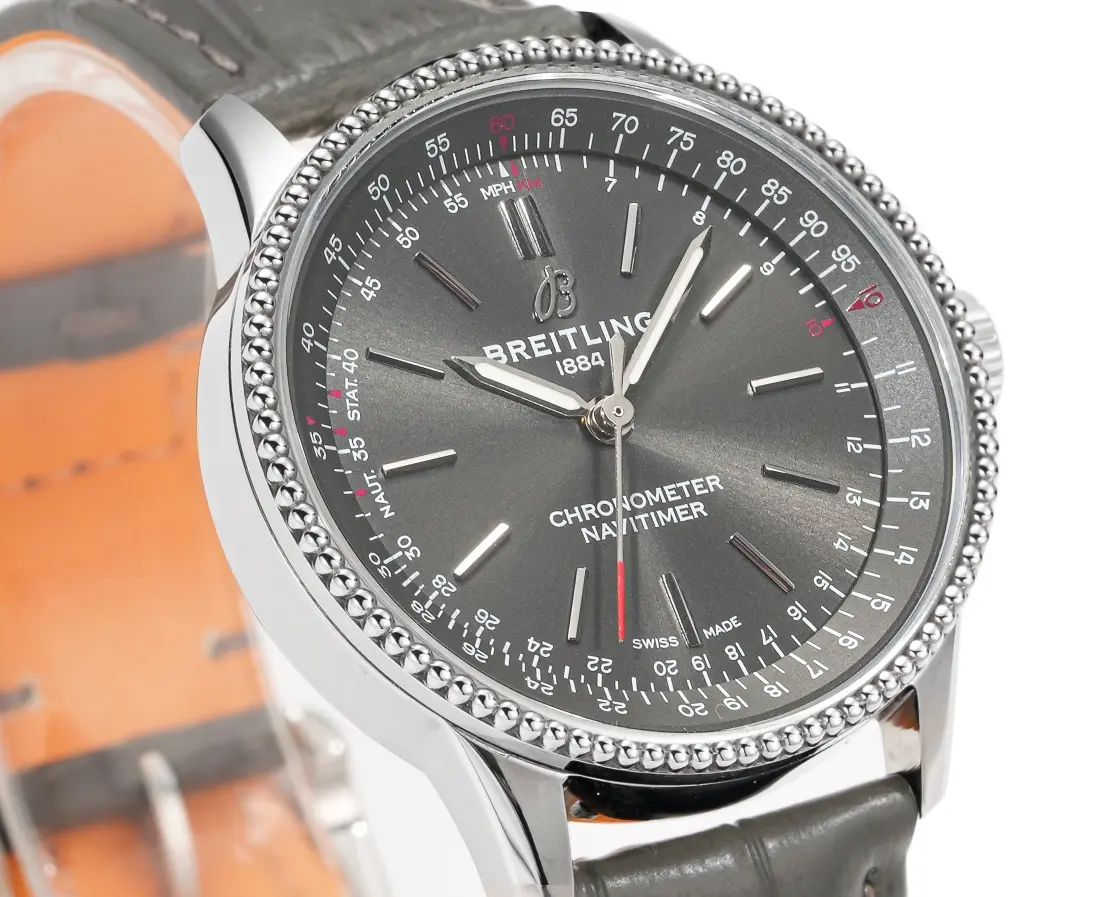 V9 Factory Breitling Navitimer Automatic Grey Dial Leather – Super Clone Watch Replica - 图片 5