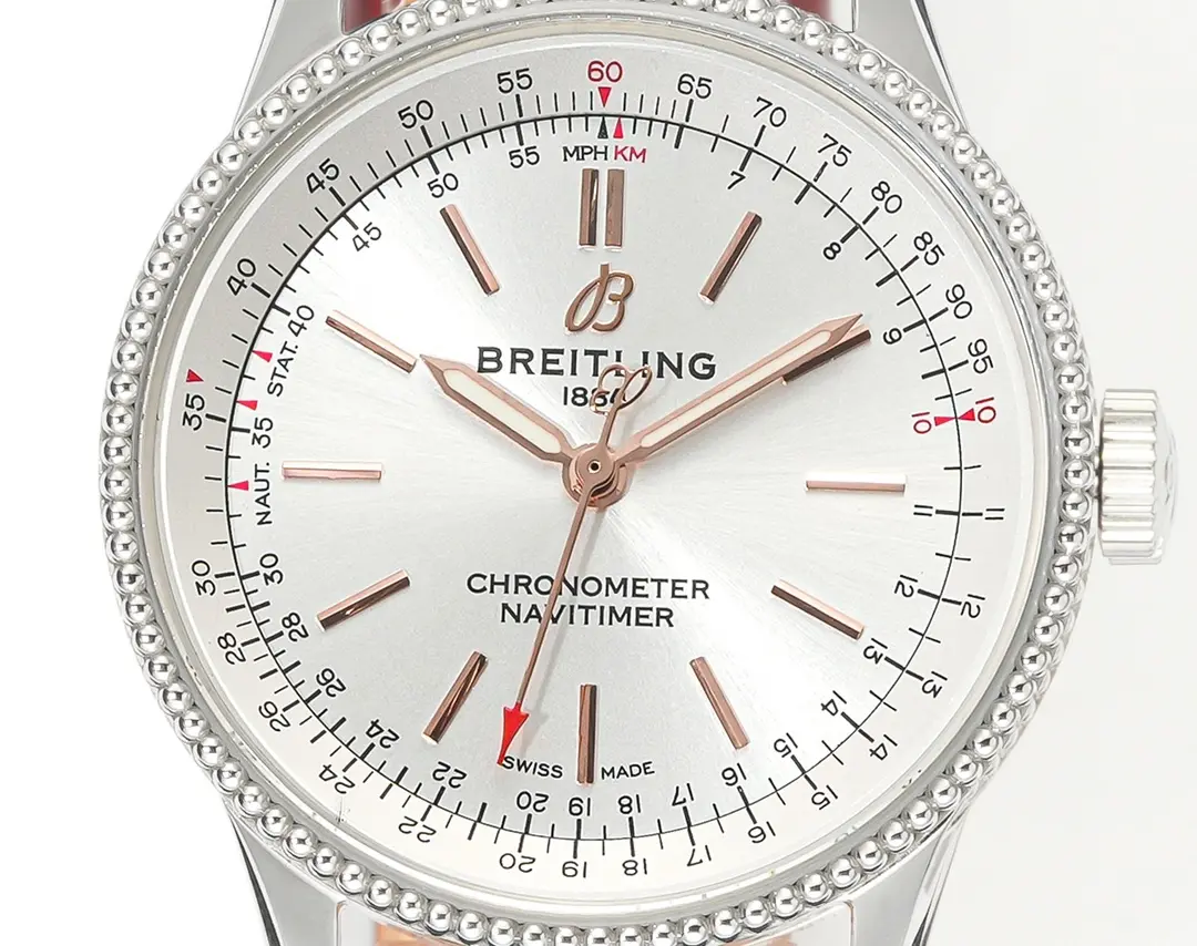 V9 Factory Breitling Navitimer Automatic Silver Red Leather – Super Clone Watch - 图片 3