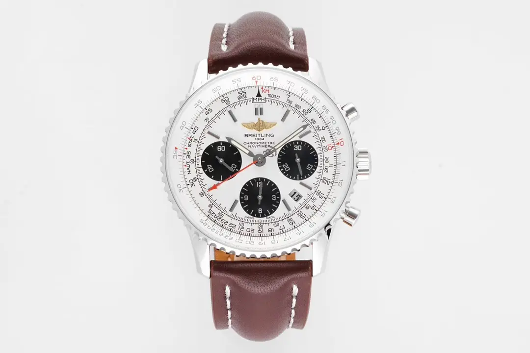 V9 Factory RWF Navitimer B01 Panda Dial Brown Leather – Premium Super Clone Watch