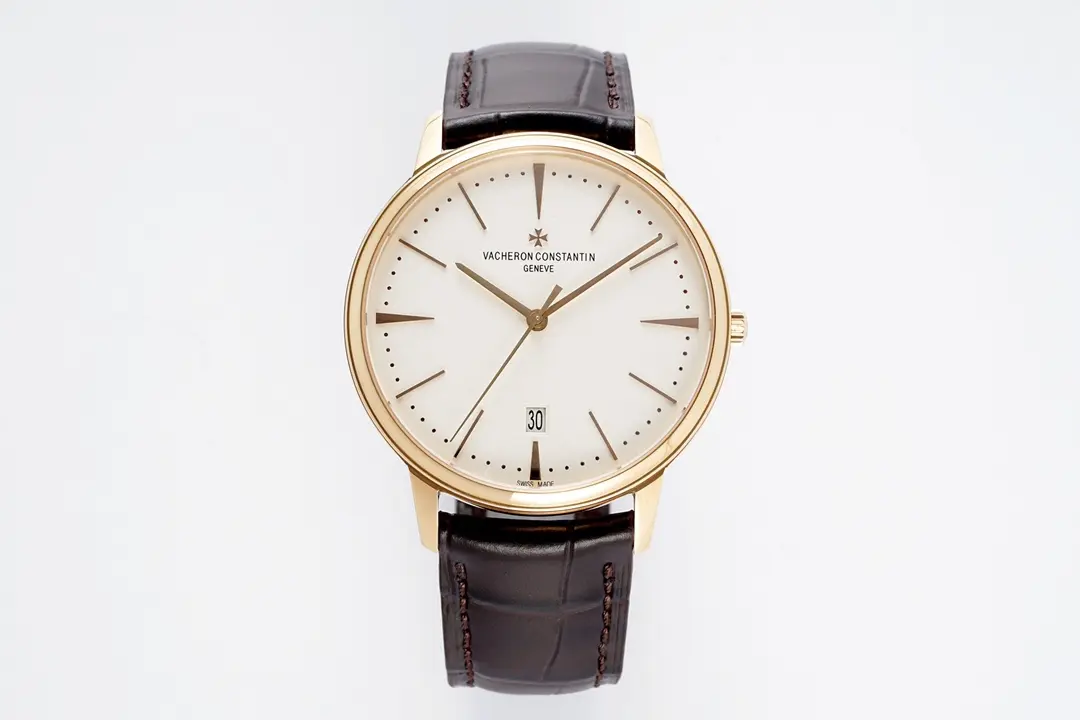 PPF Factory Vacheron Constantin Patrimony 85180 Series Watch – Gold Case, Brown Leather Strap, Minimalist Design, Best Super Clone Watches