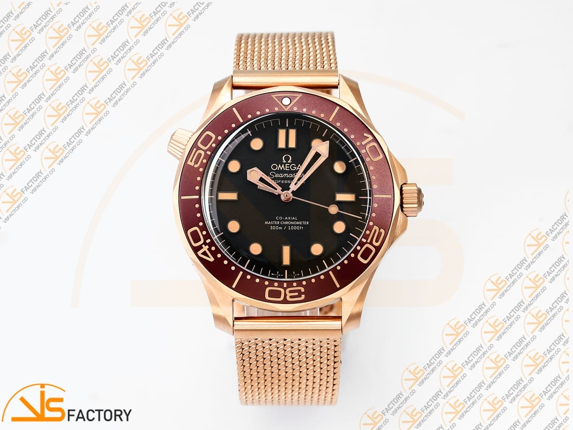 VS Factory Omega Seamaster 300M Diver Black Dial Rose Gold A8806 Movement - 图片 3