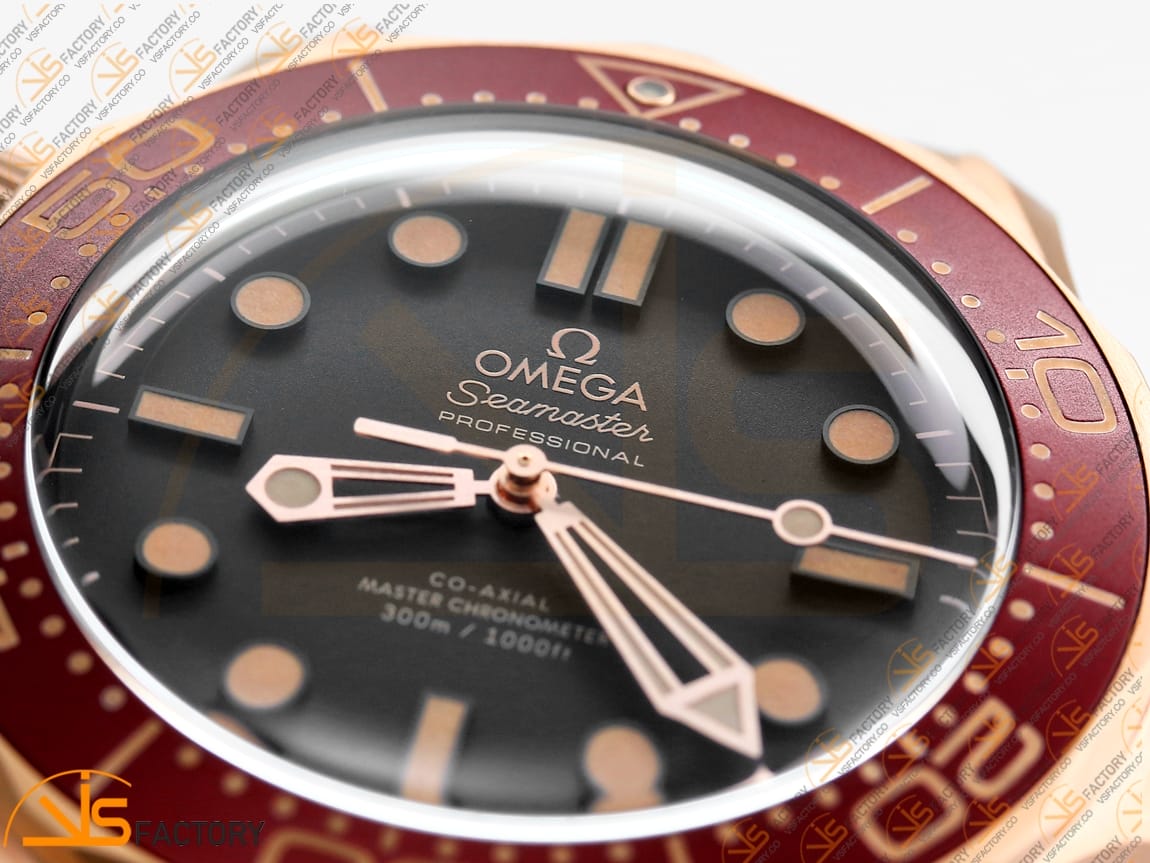 VS Factory Omega Seamaster 300M Diver Black Dial Rose Gold A8806 Movement - 图片 6