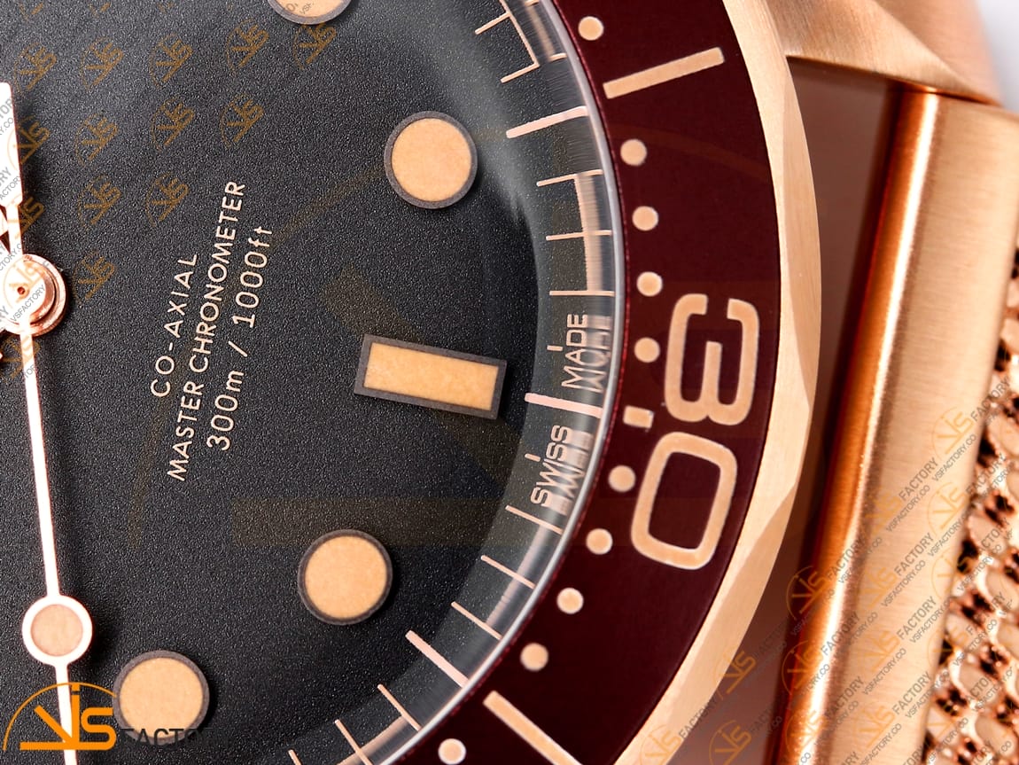 VS Factory Omega Seamaster 300M Diver Black Dial Rose Gold A8806 Movement - 图片 7