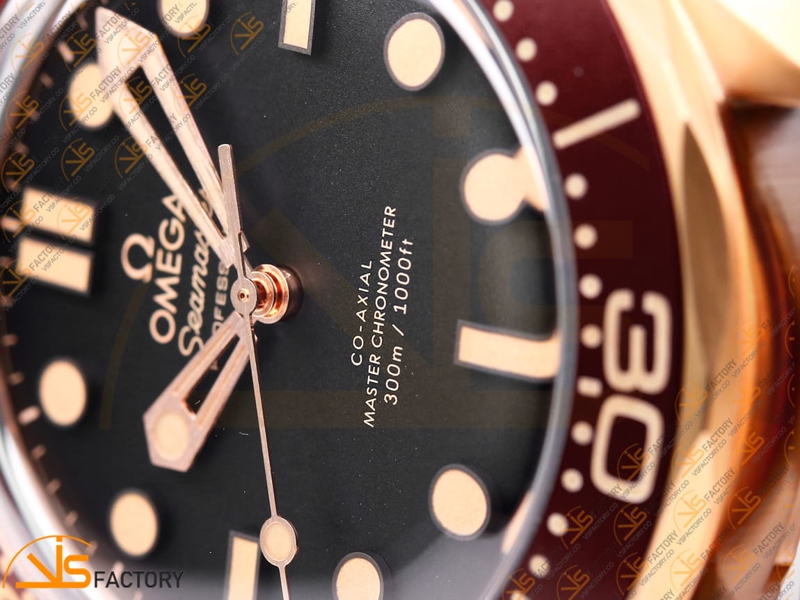 VS Factory Omega Seamaster 300M Diver Black Dial Rose Gold A8806 Movement - 图片 8