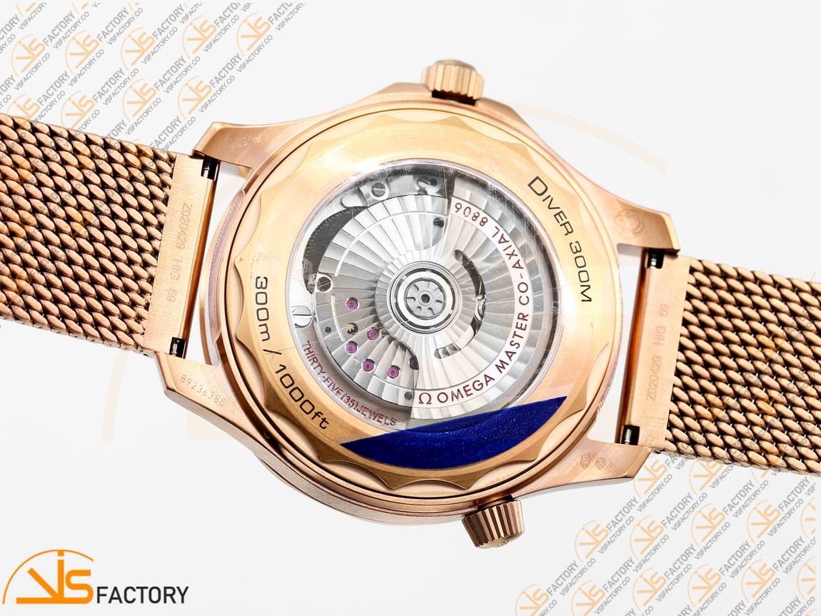 VS Factory Omega Seamaster 300M Diver Black Dial Rose Gold A8806 Movement - 图片 13