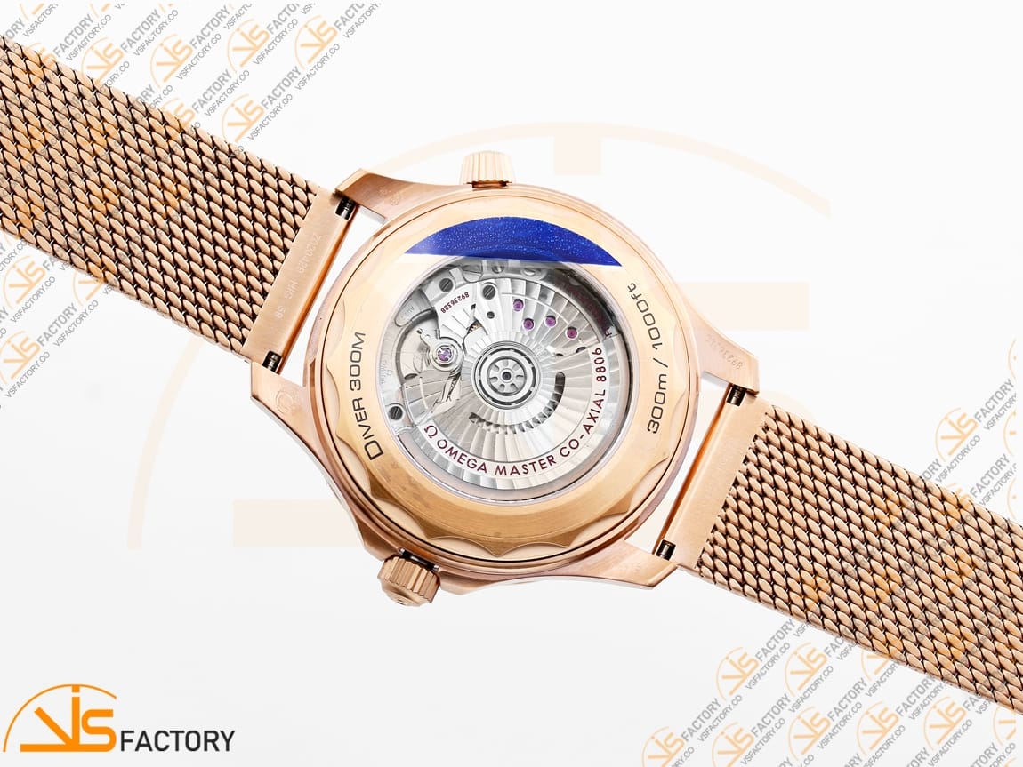 VS Factory Omega Seamaster 300M Diver Black Dial Rose Gold A8806 Movement - 图片 15