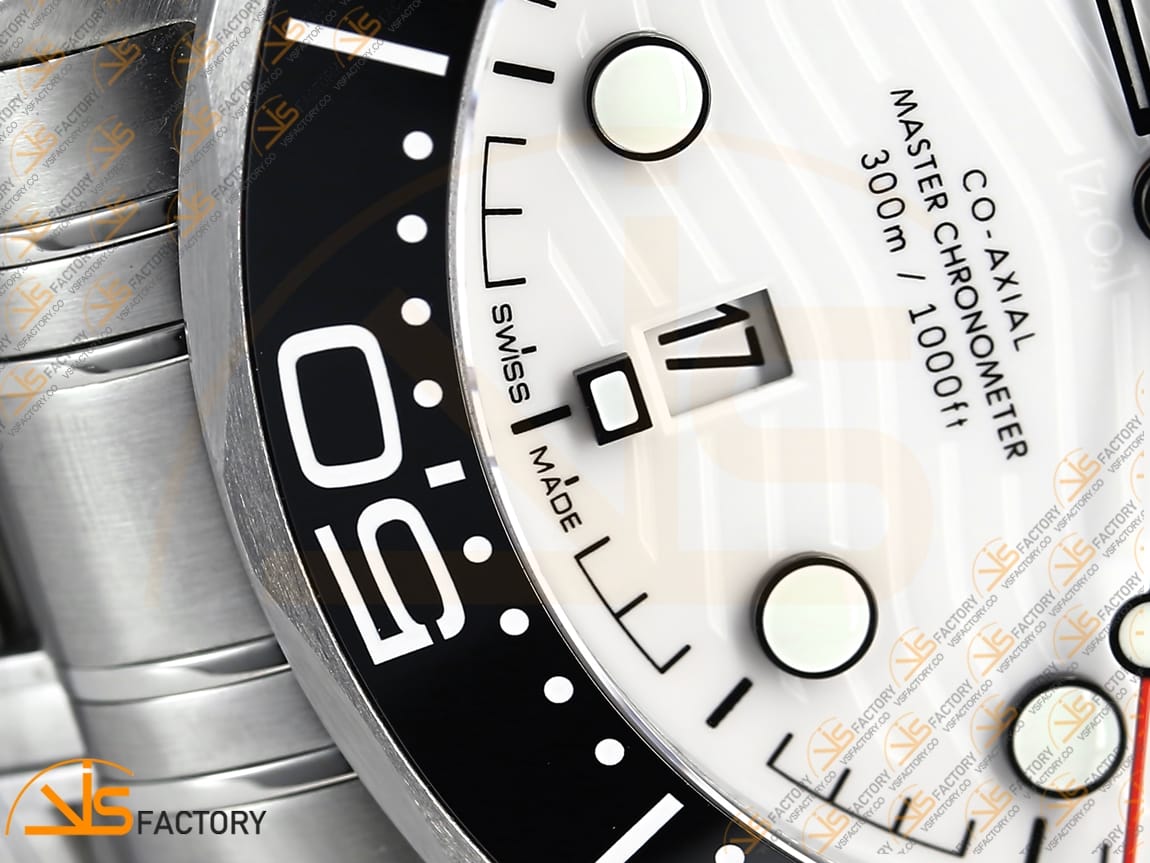 VS Factory Omega Seamaster Diver 300M Black Ceramic White Dial Steel Bracelet VS8800 Movement - 图片 8