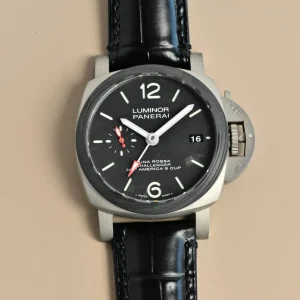 VS Factory Panerai Luminor America’s Cup Black Dial Silver Titanium Case Black Alligator Leather Strap Men’s Luxury Watch