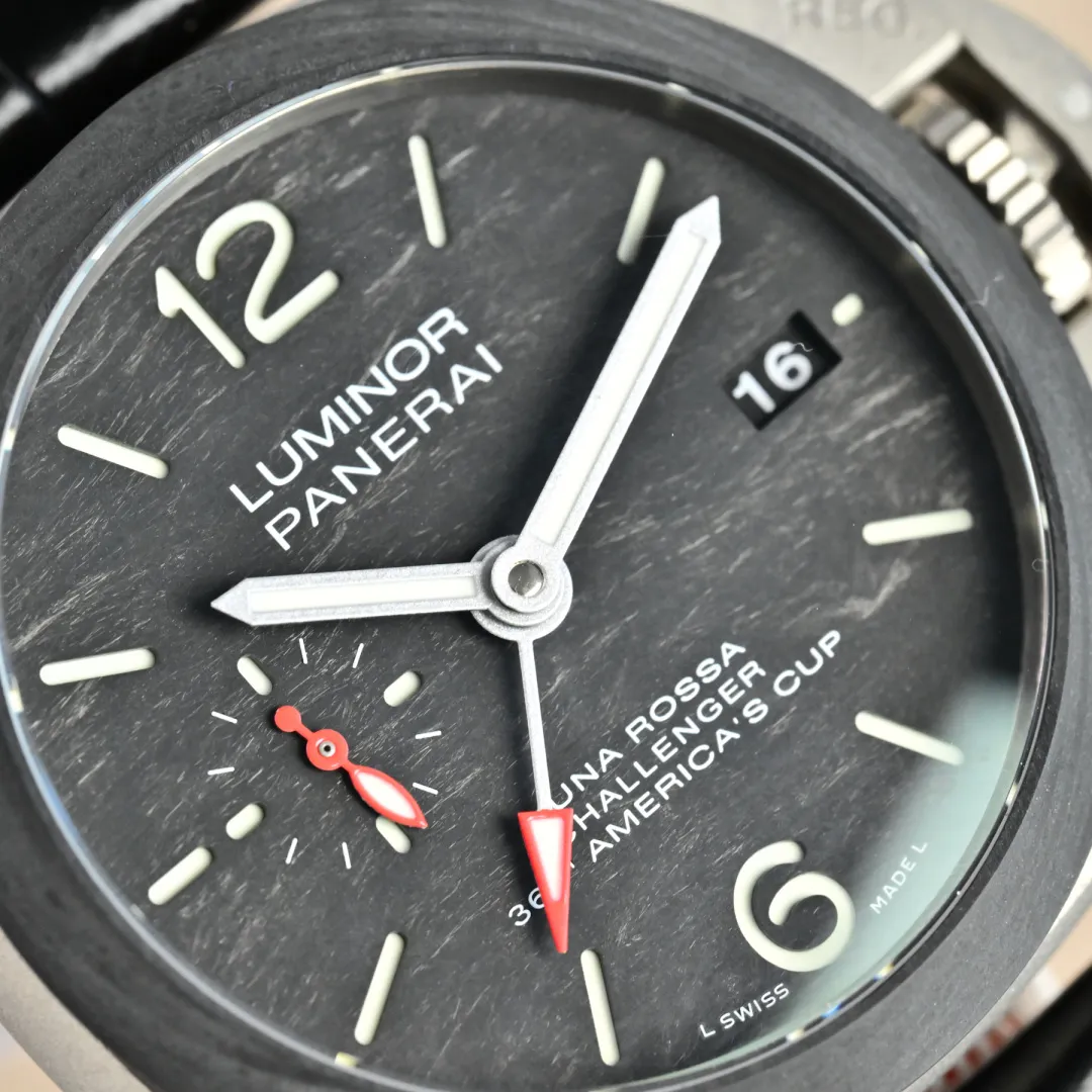 VS Factory Panerai Luminor America’s Cup Black Dial Silver Titanium Case Black Alligator Leather Strap Men’s Luxury Watch - 图片 4