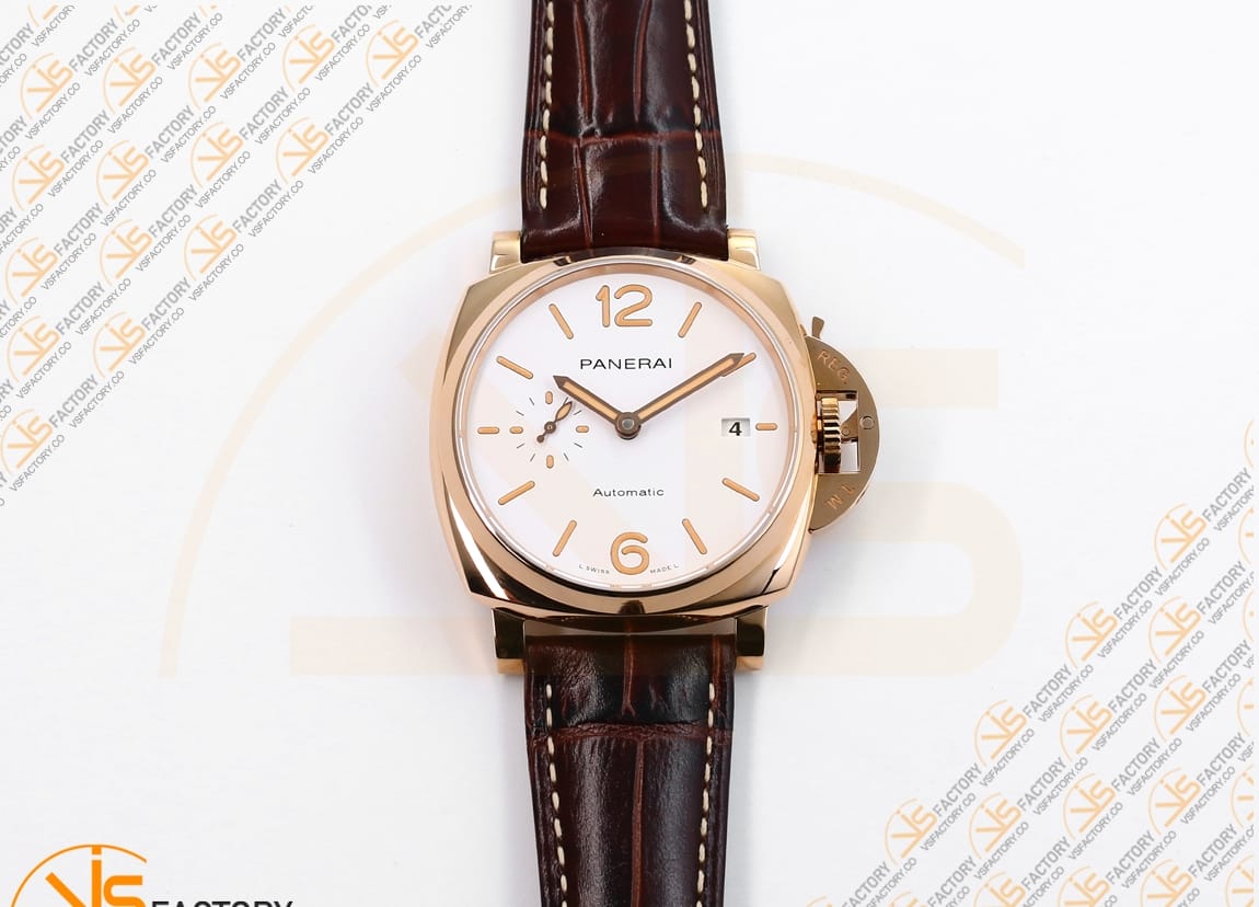 VS Factory Panerai Luminor Due PAM1042 White Dial Rose Gold Leather P.900 Movement - 图片 4
