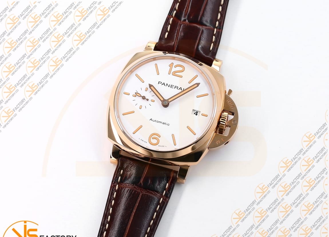 VS Factory Panerai Luminor Due PAM1042 White Dial Rose Gold Leather P.900 Movement - 图片 5