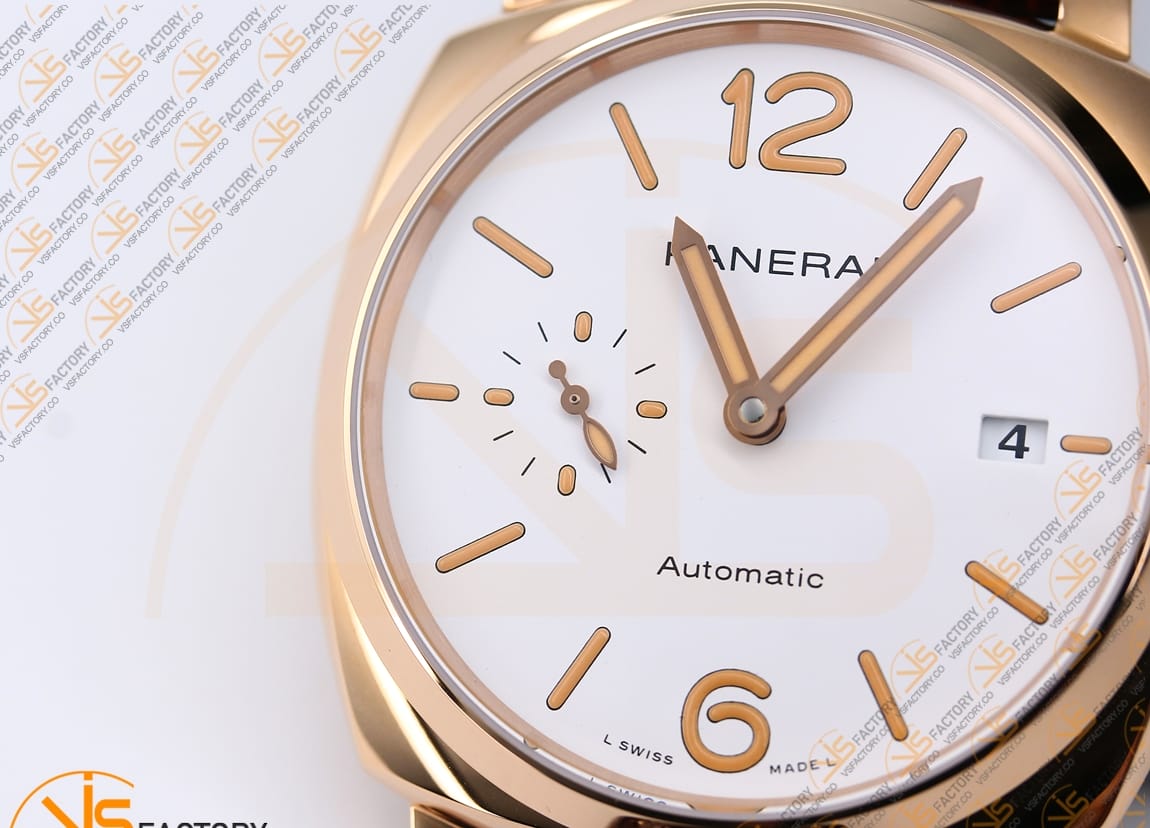 VS Factory Panerai Luminor Due PAM1042 White Dial Rose Gold Leather P.900 Movement - 图片 8