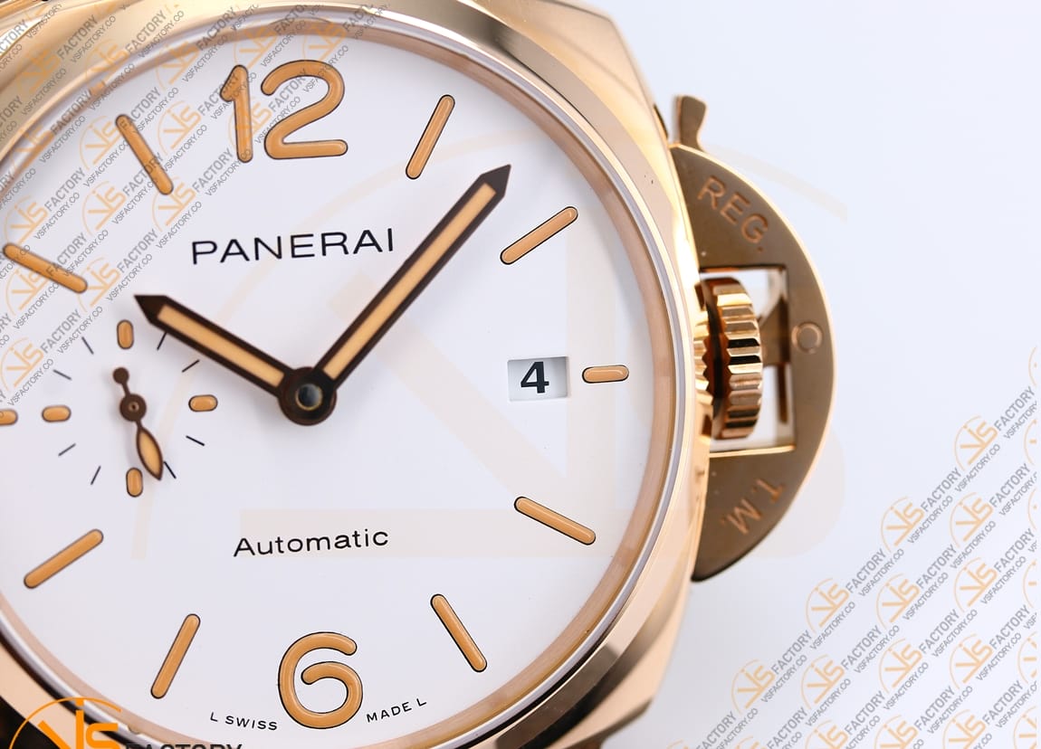 VS Factory Panerai Luminor Due PAM1042 White Dial Rose Gold Leather P.900 Movement - 图片 9