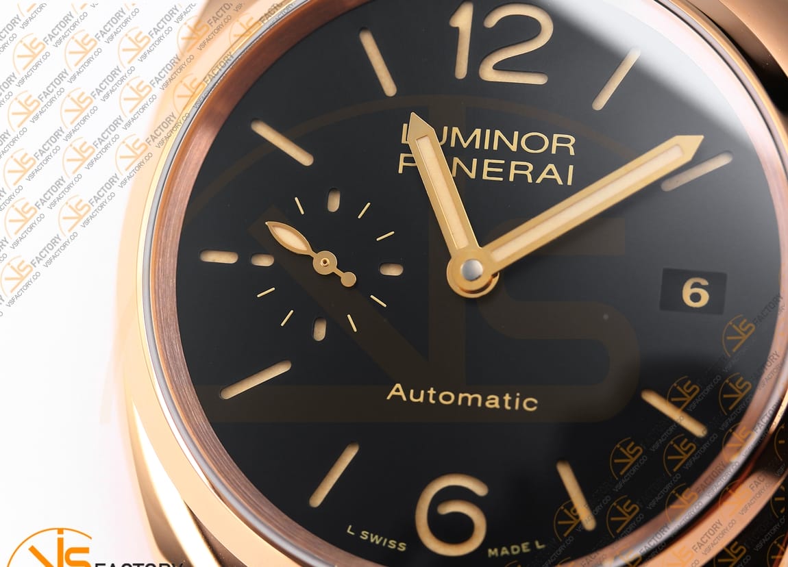 VS Factory Panerai Luminor Due PAM908 FU Black Dial Rose Gold Leather Asia XXXIV Movement - 图片 9