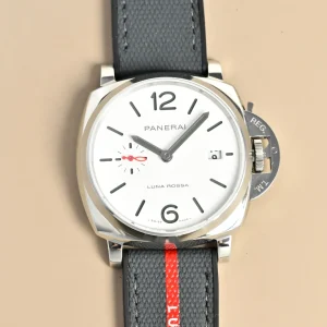 VS Factory Panerai Luminor Luna Rossa Automatic White Dial Stainless Steel Case Grey Fabric Strap Men’s Watch