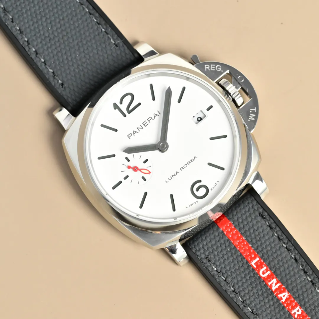 VS Factory Panerai Luminor Luna Rossa Automatic White Dial Stainless Steel Case Grey Fabric Strap Men’s Watch - 图片 2