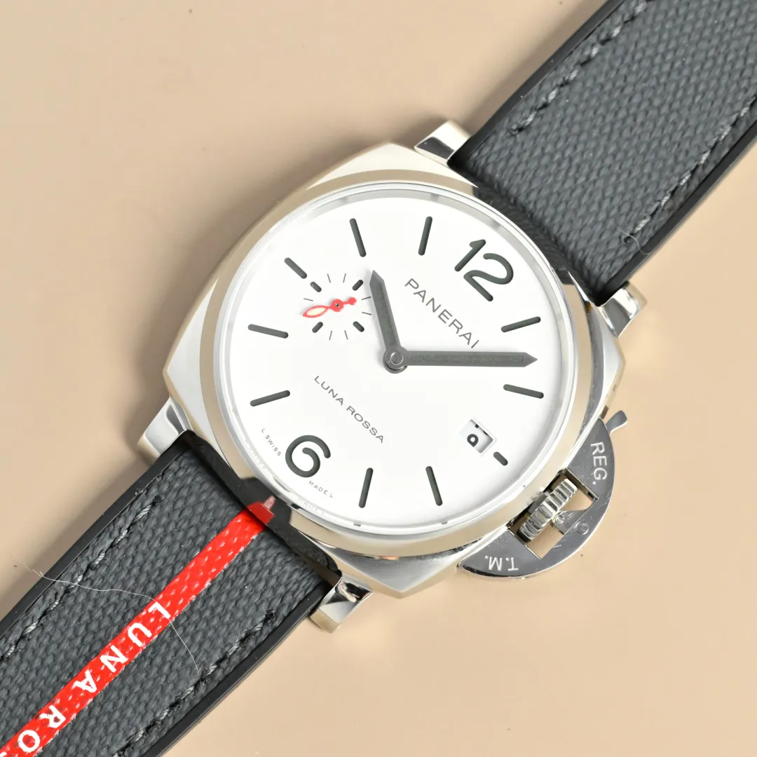 VS Factory Panerai Luminor Luna Rossa Automatic White Dial Stainless Steel Case Grey Fabric Strap Men’s Watch - 图片 3