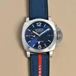 VS Factory Panerai Luminor Luna Rossa Blue Dial Automatic Men’s Watch with Navy Fabric Strap and Red Accents