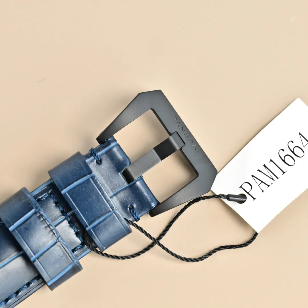 VS Factory Panerai Luminor Marina Automatic Blue Dial Black Carbon Case Blue Alligator Leather Strap Men’s Luxury Watch - 图片 8
