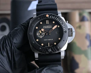 VS Factory Panerai Luminor Submersible Navy Seals Black Dial Brown Leather Strap Men’s Diver Watch