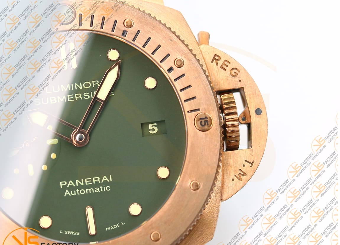 VS Factory Panerai Luminor Submersible PAM382 Green Dial Bronze P.9000 Movement - 图片 6
