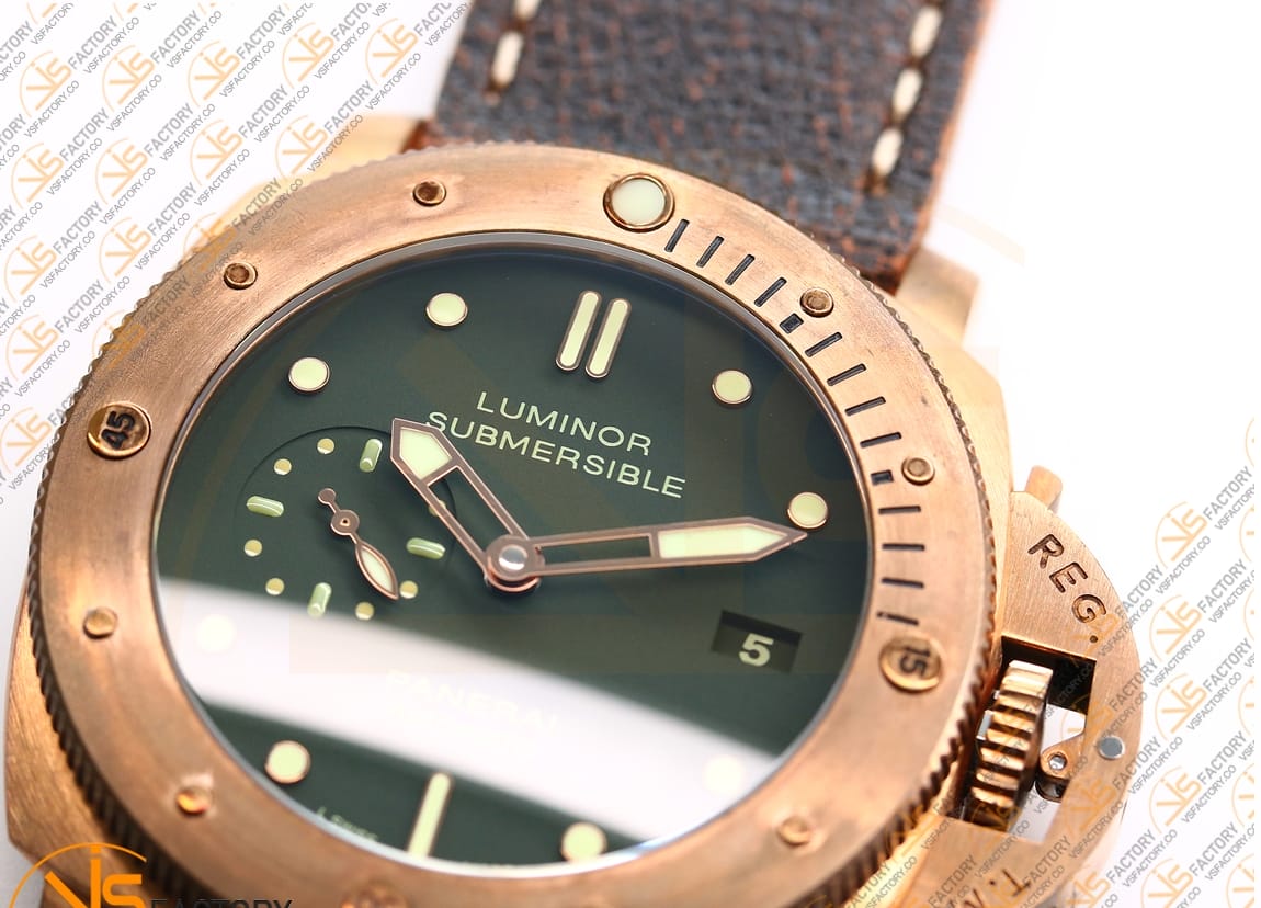 VS Factory Panerai Luminor Submersible PAM382 Green Dial Bronze P.9000 Movement - 图片 8