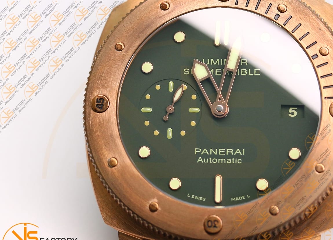 VS Factory Panerai Luminor Submersible PAM382 Green Dial Bronze P.9000 Movement - 图片 9
