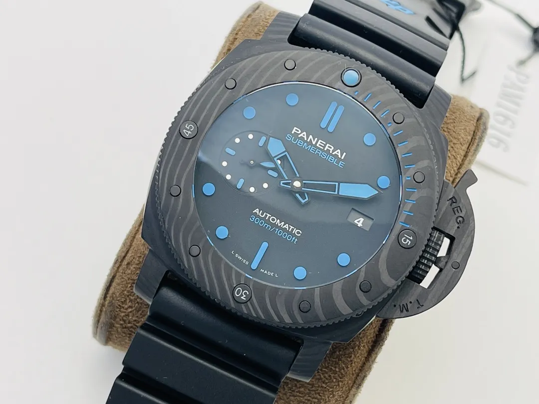 VS Factory Panerai Submersible Automatic Blue Dial Black Rubber Strap Men’s Dive Watch - 图片 2