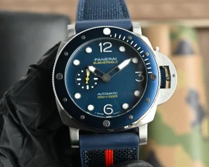 VS Factory Panerai Submersible Automatic Blue Dial Men’s Dive Watch with Blue Fabric Strap – 300m Water Resistant