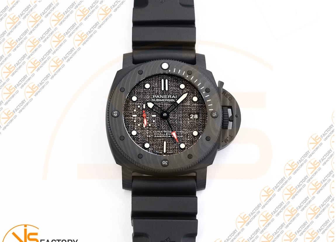 VS Factory Panerai Submersible Luna Rossa GMT PAM1039VRU 47mm Black Dial Carbon P9011 Movement - 图片 4