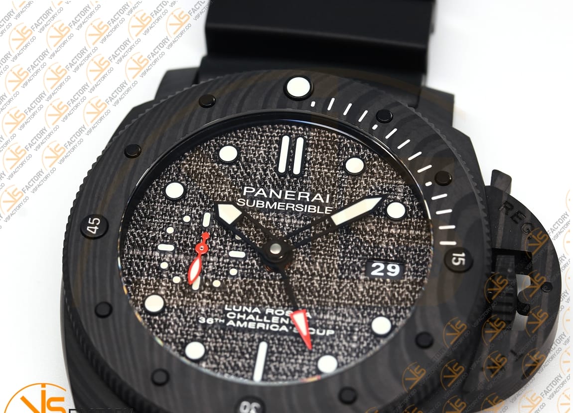 VS Factory Panerai Submersible Luna Rossa GMT PAM1039VRU 47mm Black Dial Carbon P9011 Movement - 图片 8
