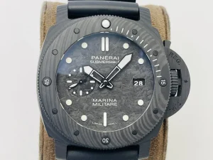 VS Factory Panerai Submersible Marina Militare Carbotech Automatic Men’s Diver Watch – Black Dial with Gray Texture, Black Rubber Strap