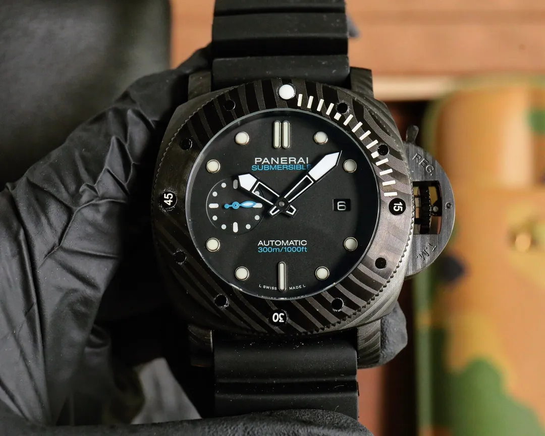 VS Factory Panerai Submersible Marina Militare Carbotech Black Dial Automatic Dive Watch with Rubber Strap - 图片 2