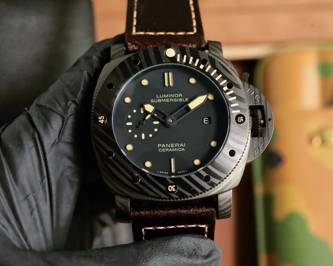 VS Factory Panerai Submersible Marina Militare Carbotech Black Dial Automatic Dive Watch with Rubber Strap - 图片 3
