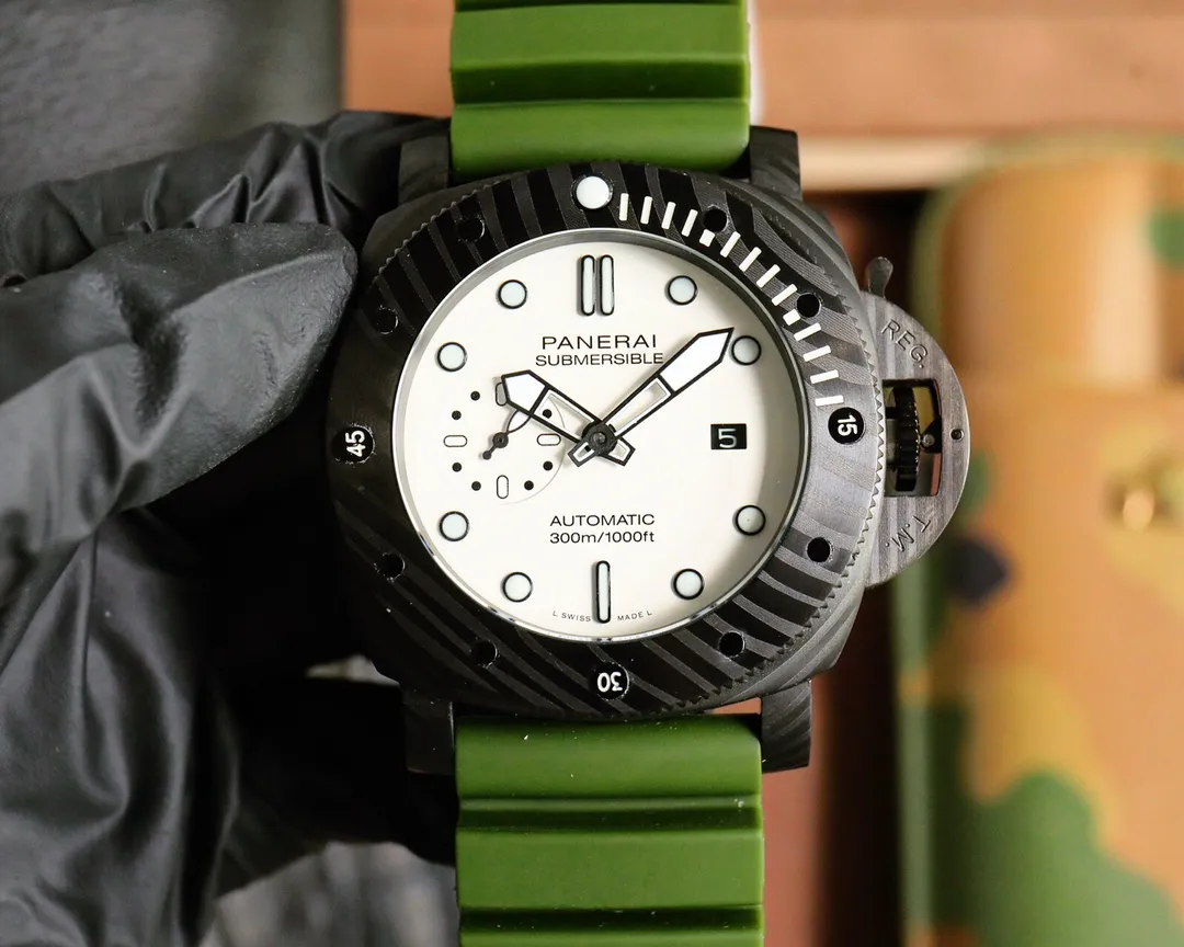 VS Factory Panerai Submersible Marina Militare Carbotech Black Dial Automatic Dive Watch with Rubber Strap - 图片 4