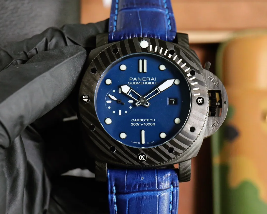 VS Factory Panerai Submersible Marina Militare Carbotech Black Dial Automatic Dive Watch with Rubber Strap - 图片 5