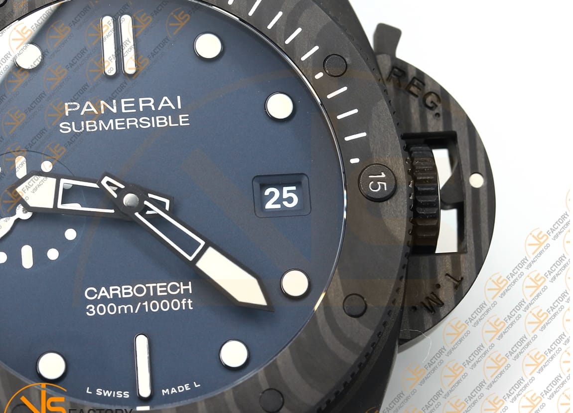 VS Factory Panerai Submersible PAM1232 QuarantaQuattro 44mm Black Dial Fiber Case P900 Movement - 图片 6
