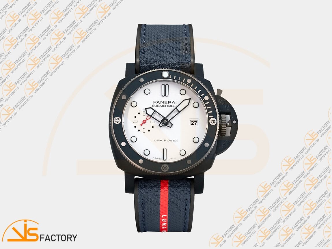 VS Factory Panerai Submersible PAM1543 White Dial Blue Nylon Rubber Strap P.900 Movement - 图片 3