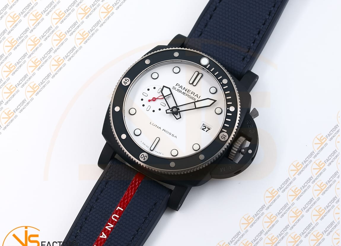 VS Factory Panerai Submersible PAM1543 White Dial Blue Nylon Rubber Strap P.900 Movement - 图片 5