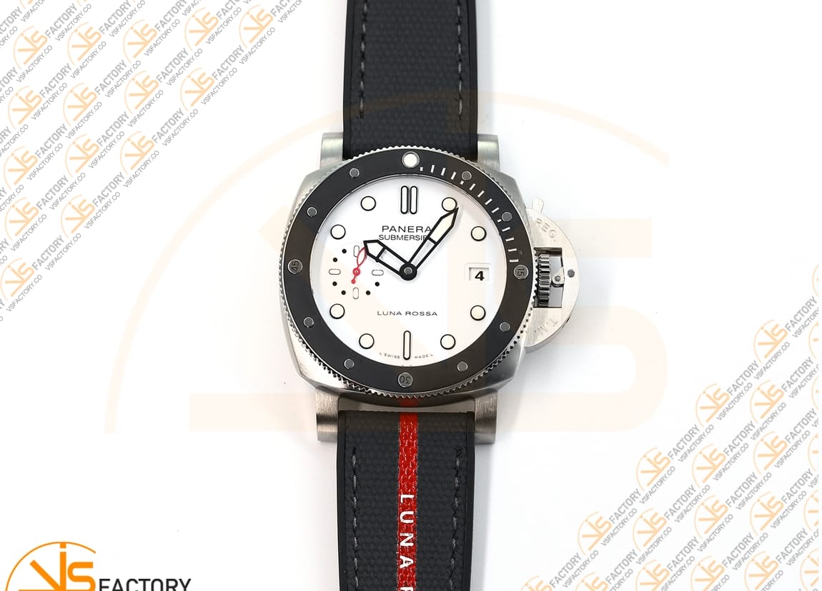 VS Factory Panerai Submersible PAM1579 Luna Rossa Black Dial Gray Nylon Strap P.900 Movement - 图片 4