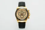 VS Factory Rolex Cosmograph Daytona 18K Yellow Gold Chronograph Watch with Champagne Dial, Strap